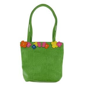 Y2K green purse floral appliqué EGO 2000s vintage